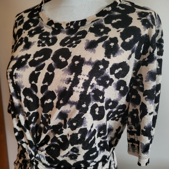 Rebecca Taylor Kaleidoscope Leopard-Print Linen Dress Size Large - Picture 9 of 13
